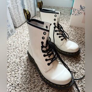 Dr. Martens White Boots with Black laces size 6